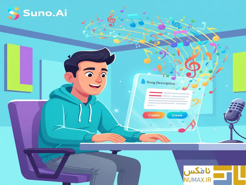 تصویر هوش مصنوعی ساخت آهنگ Suno