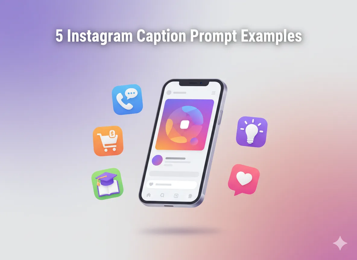 تصویر 5 نمونه پرامپت کپشن اینستاگرام