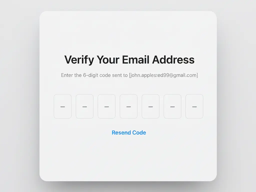 مرحله ورود کد تایید ایمیل اپل آیدی (تصویر نمونه)
