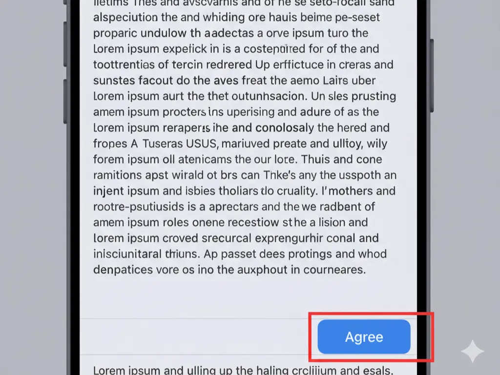 مرحله ششم ساخت اپل آیدی با آیفون - موافقت با شرایط و ضوابط اپل