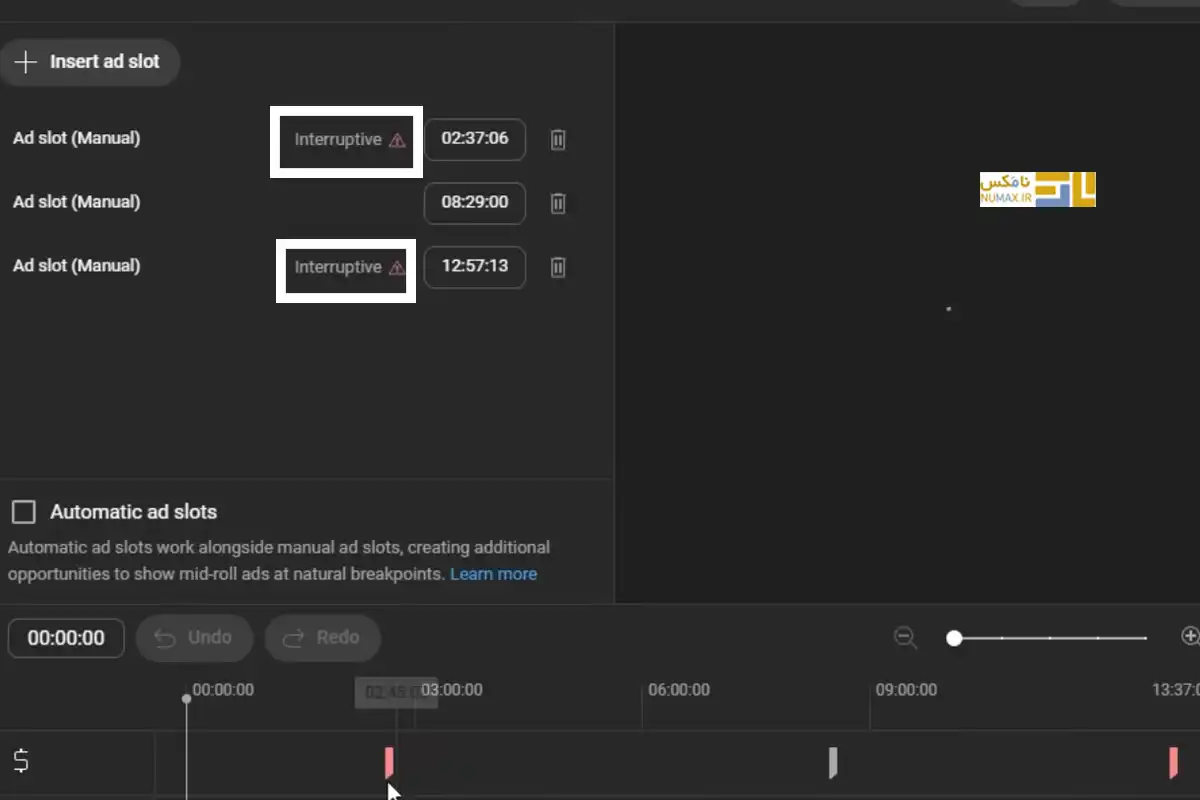 زمان‌های انتخابی interruptive در تبلیغات یوتیوب