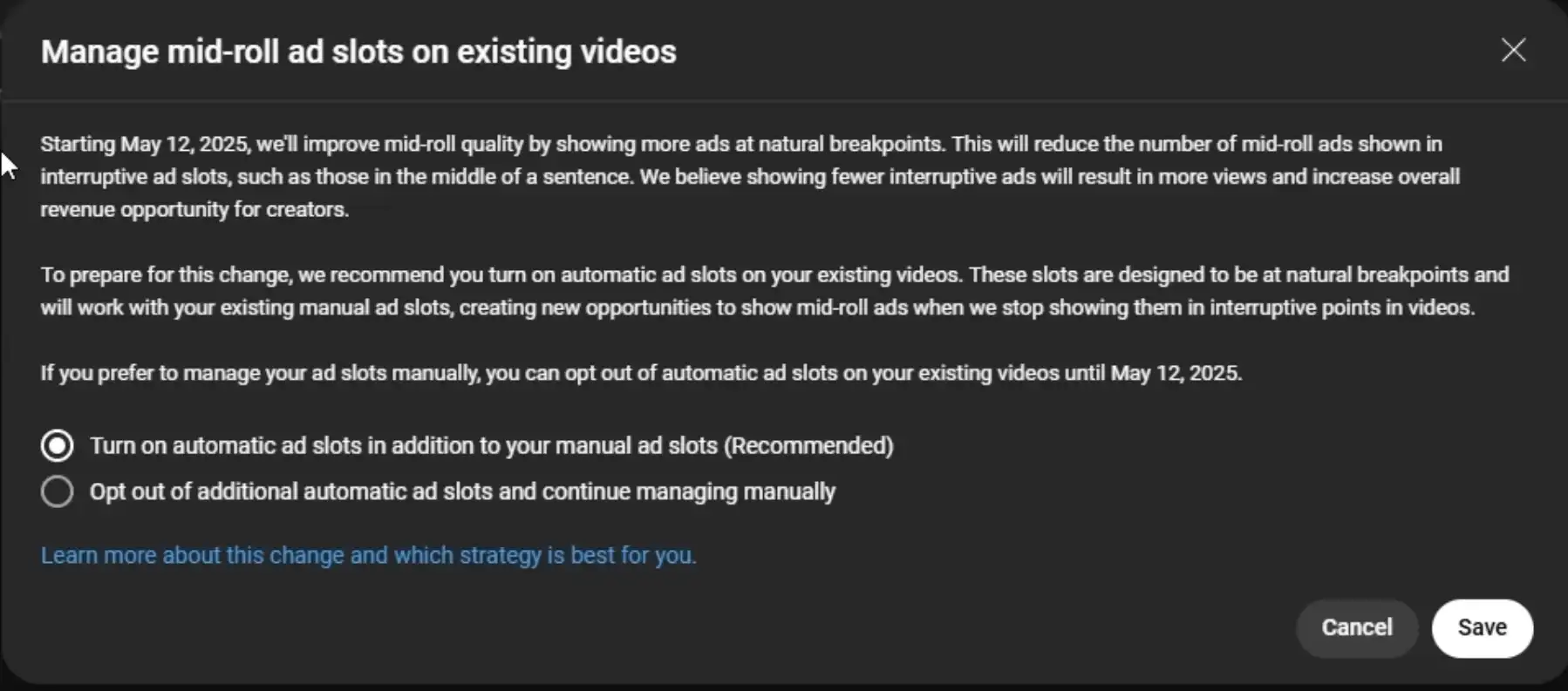 خودکار کردن اسلات‌های تبلیغاتی در یوتیوب