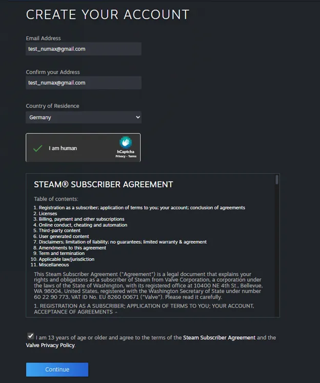 راهنمای ساخت اکانت در Steam