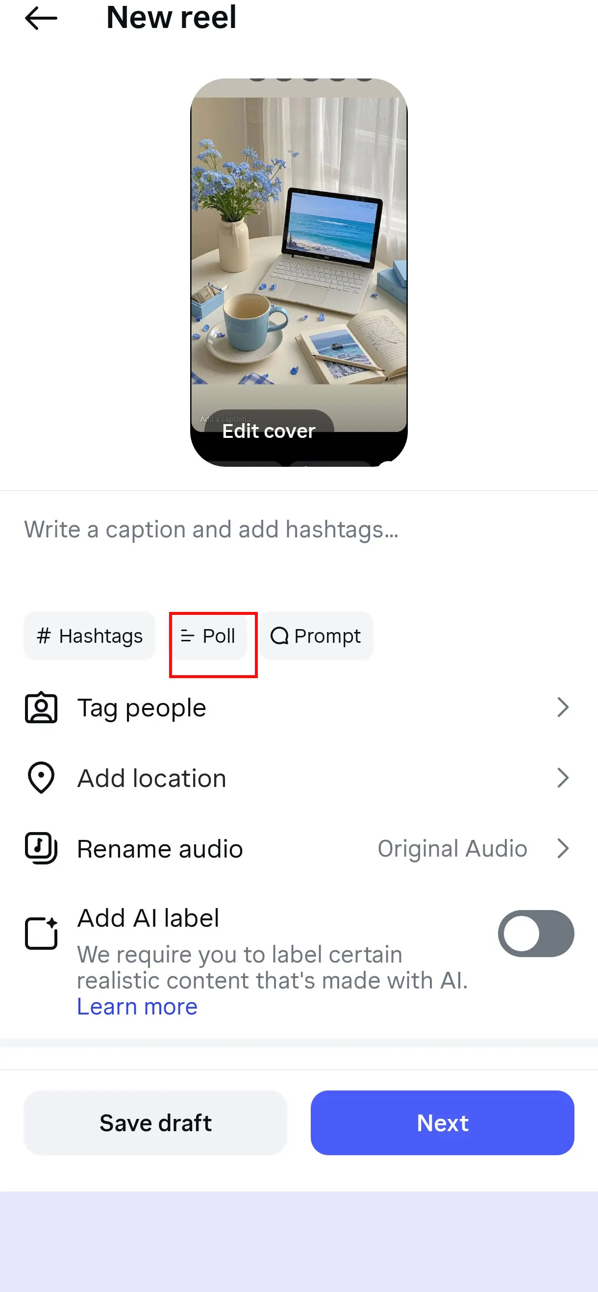 گذاشتن نظرسنجی در ریلز اینستاگرام