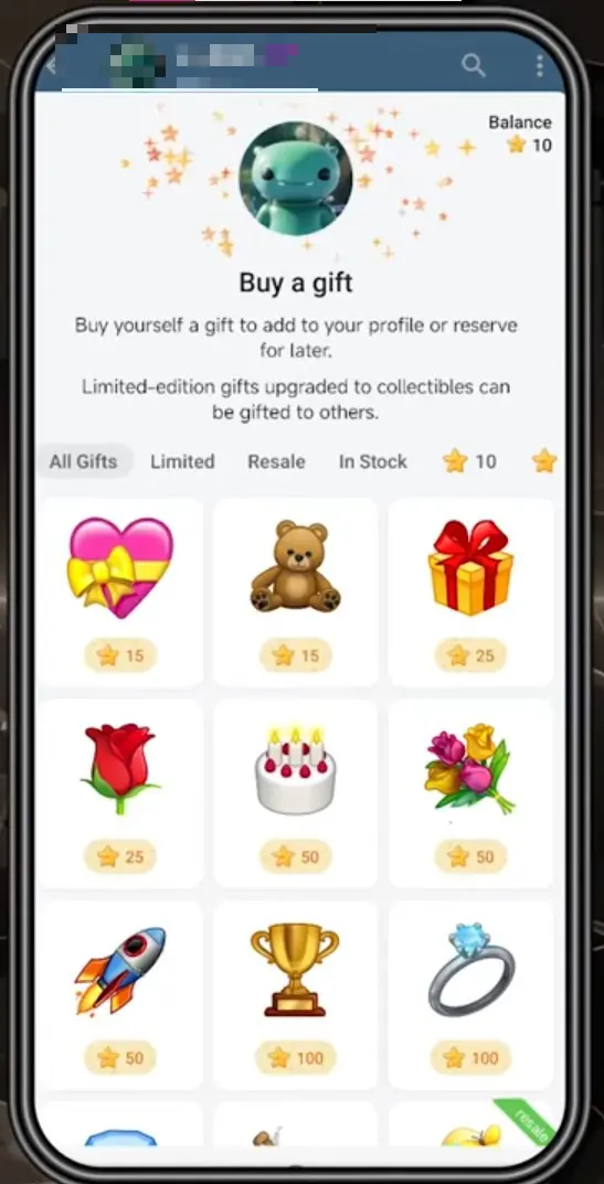 خرید گیفت با استارز تلگرام