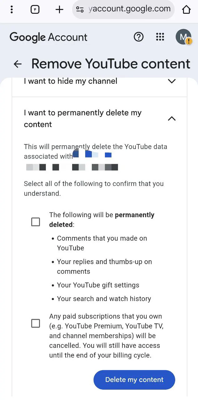 حذف کانال یوتیوب با موبایل