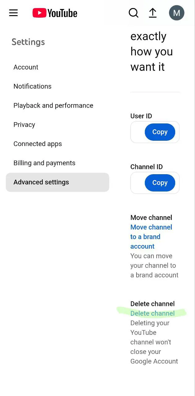 حذف کانال یوتیوب در گوشی