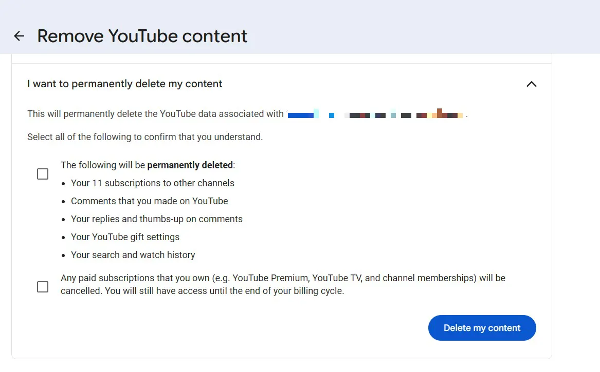 پاک کردن کانال یوتیوب در مرورگر