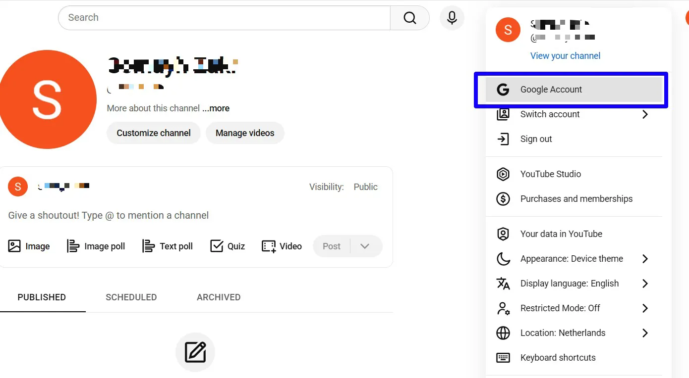 حذف اکانت یوتیوب در ویندوز